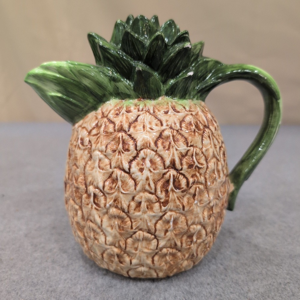 The Haldon Group 1986 Ceramic Pineapple Pitcher Creamer Yellow Green Vintage
